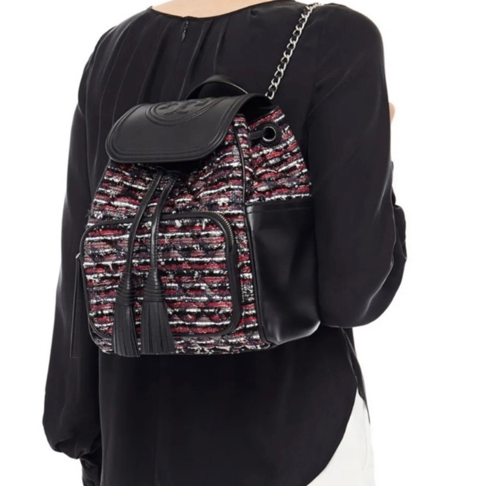 ♥️TORY BURCH Fleming tweed backpack (RET $595)♥️